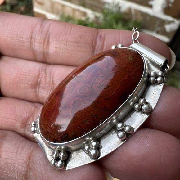 Ray Youmans Dinosaur Therapod Gembone Pendant Necklace Sterling 20" Silver 25.0g - Picture 5 of 12